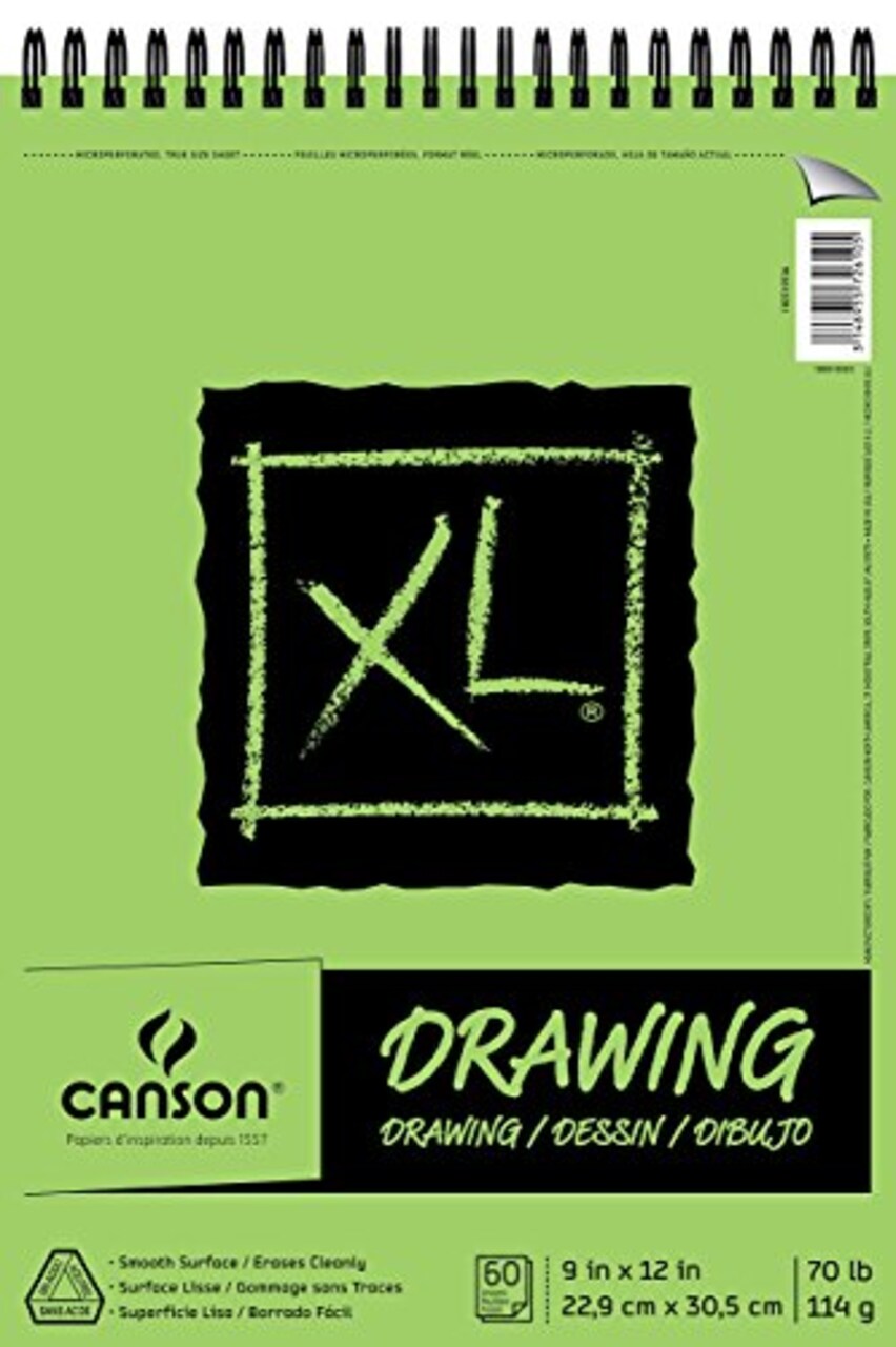 Canson XL Series Drawing Pad, Side Wire Bound, 9x12 inches, 60 Sheets -  Artist Paper for Students, Marker, Pen, Ink, Pencil